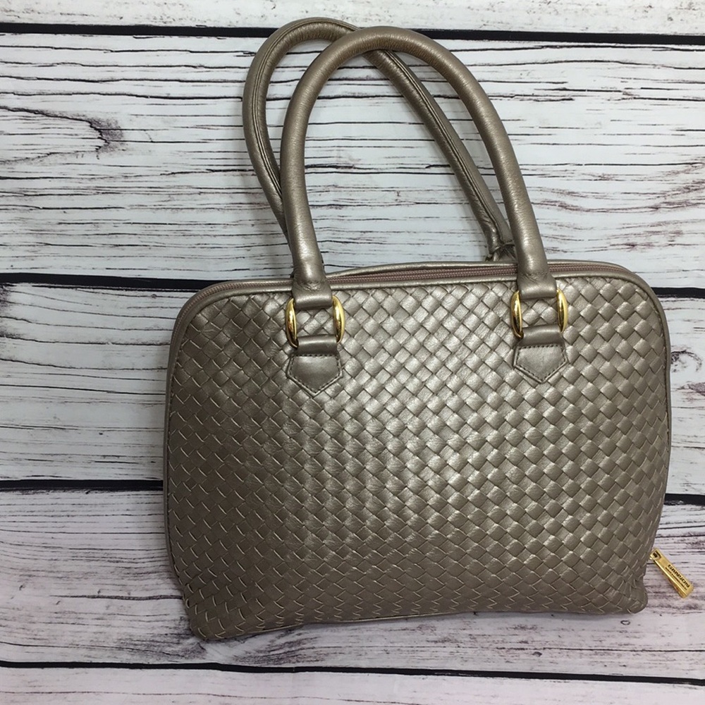 Vintage Ganson San Francisco Metallic Woven Leather Handbag